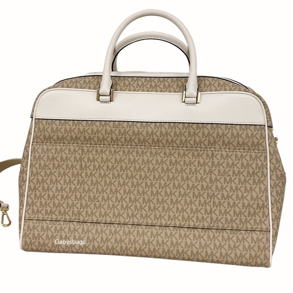 Michael Kors Jet Set Travel Large Weekender Light Cream MK Signature Miami - Picture 4 of 5